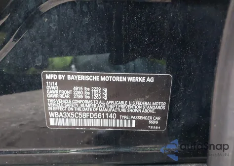 2015 BMW 328I Gran Turismo xDrive from USA, damaged, VIN WBA3X5C58FD561140